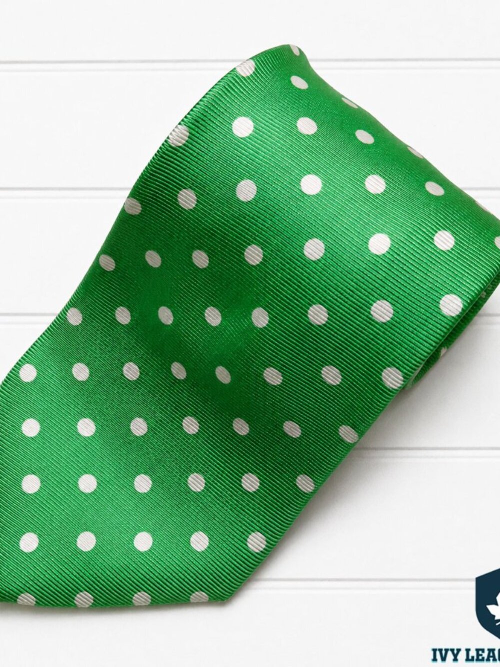 Brooks Brothers Makers Polka Dot Silk Tie Green White Preppy Ivy League Mens